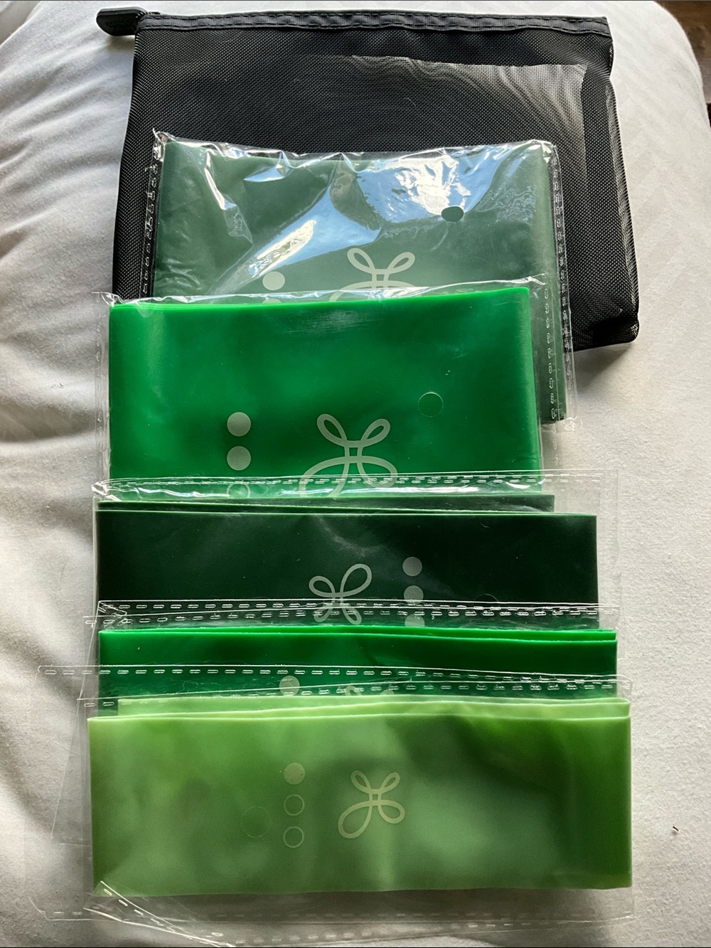 Green Resistance Loop Exercise Bands Set with Carry Pouch - Unbranded